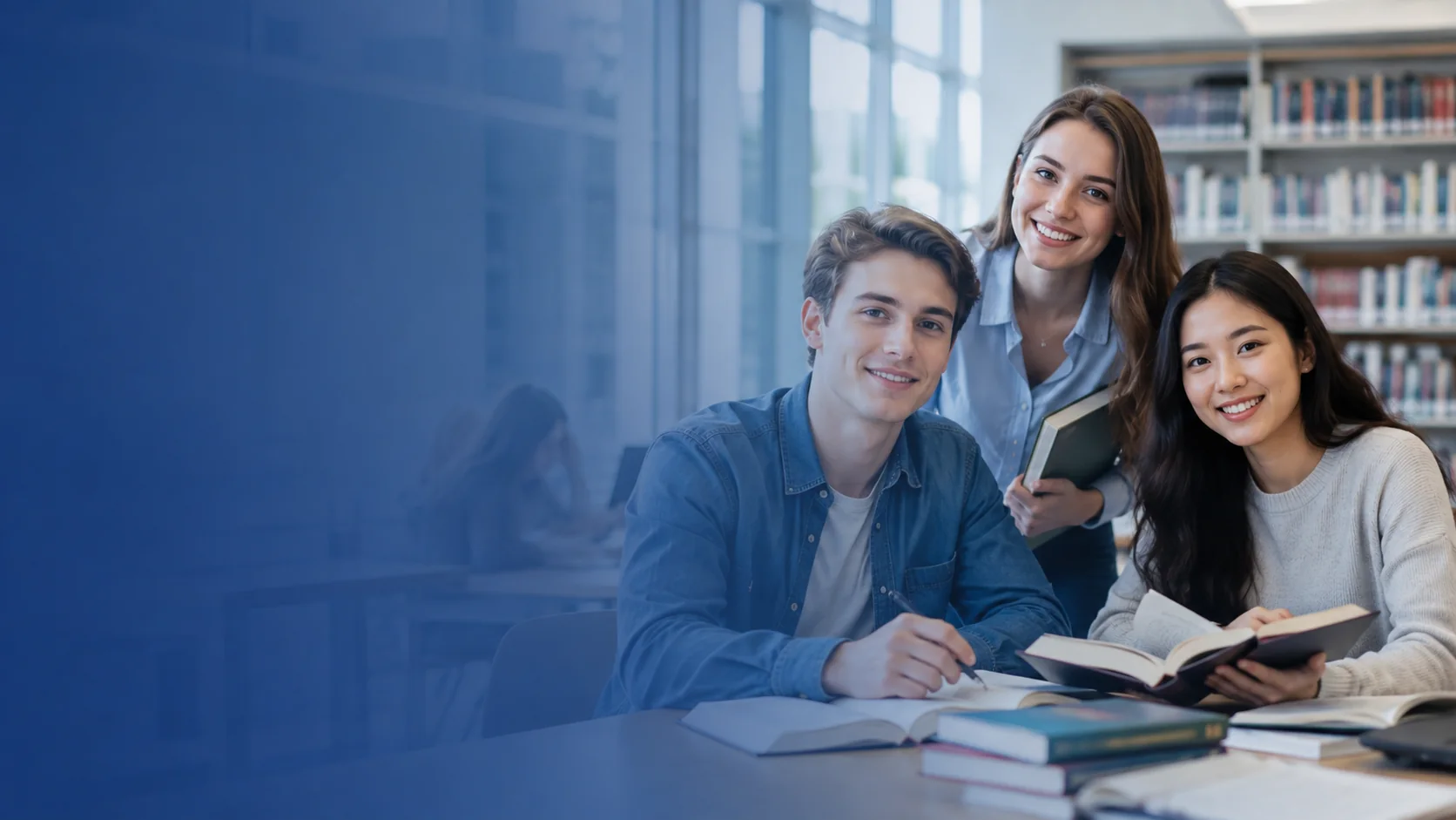 Students learning English together